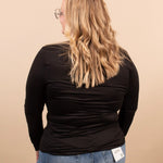 Second Skin Soft Long Sleeve V-Neck Top - Black - K & Company