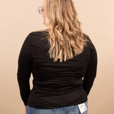 Second Skin Soft Long Sleeve V-Neck Top - Black - K & Company
