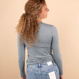 Second Skin Soft Long Sleeve Top in Blue Grey