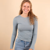 Second Skin Soft Long Sleeve Top in Blue Grey