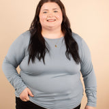 Second Skin Soft Long Sleeve Top in Blue Grey