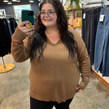 Silky Soft Front Seam Sweater - Camel