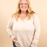 Silky Soft Front Seam Sweater in Beige