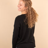 Silky Soft Front Seam Sweater in Black