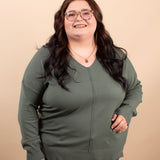 Silky Soft Front Seam Sweater in Juniper