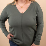 Silky Soft Front Seam Sweater in Juniper