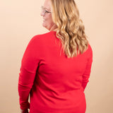 Silky Soft Front Seam Sweater in Ruby Red