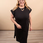 Simple Chic black midi dress women's boutique dress sizes S-3XL