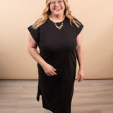 Simple Chic black midi dress women's boutique dress sizes S-3XL