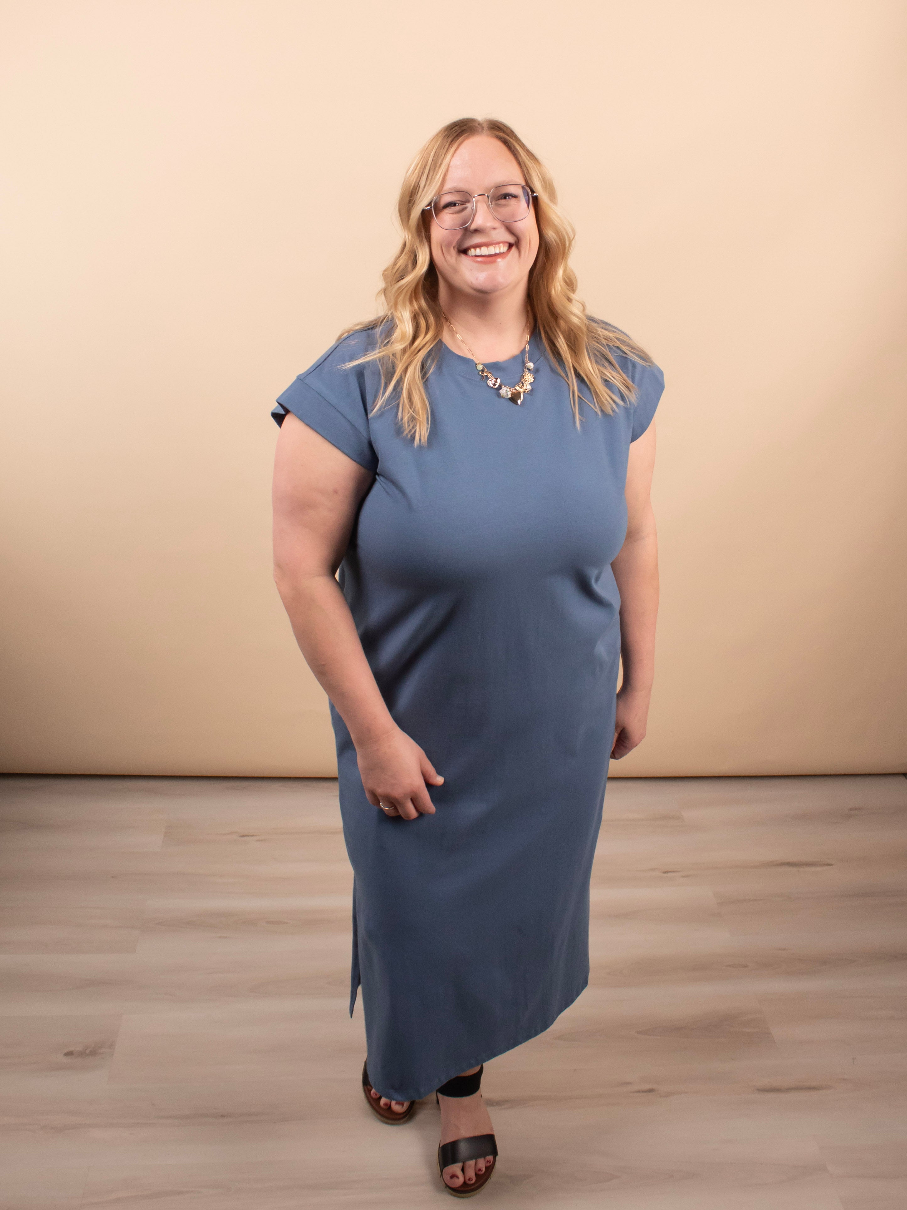 Simple Chic Midi Dress in Blue - K & Company