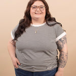 Sloane striped tee black women's boutique t-shirt sizes S-3XL