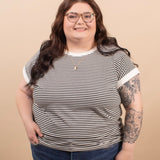 Sloane striped tee black women's boutique t-shirt sizes S-3XL
