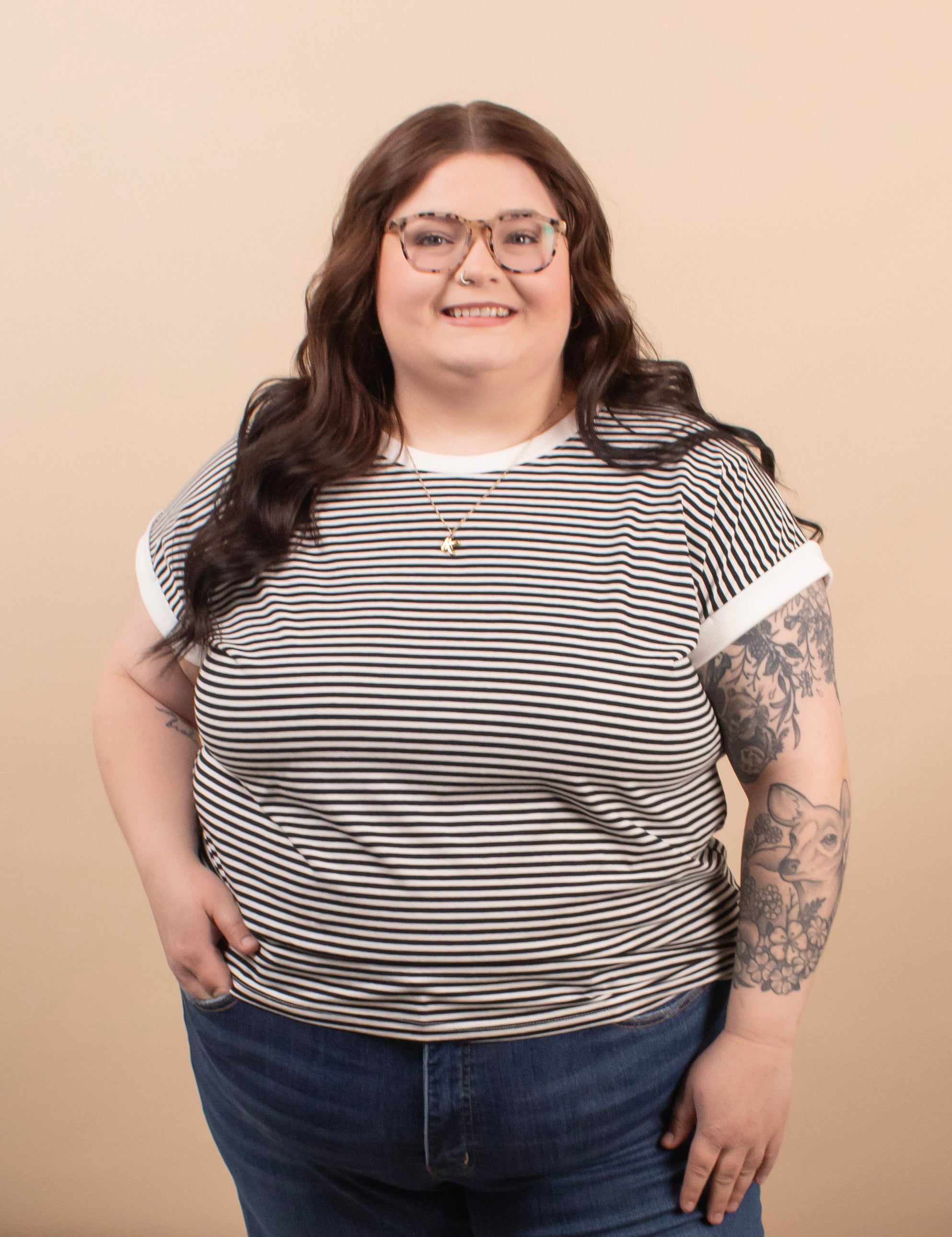 Sloane striped tee black women's boutique t-shirt sizes S-3XL