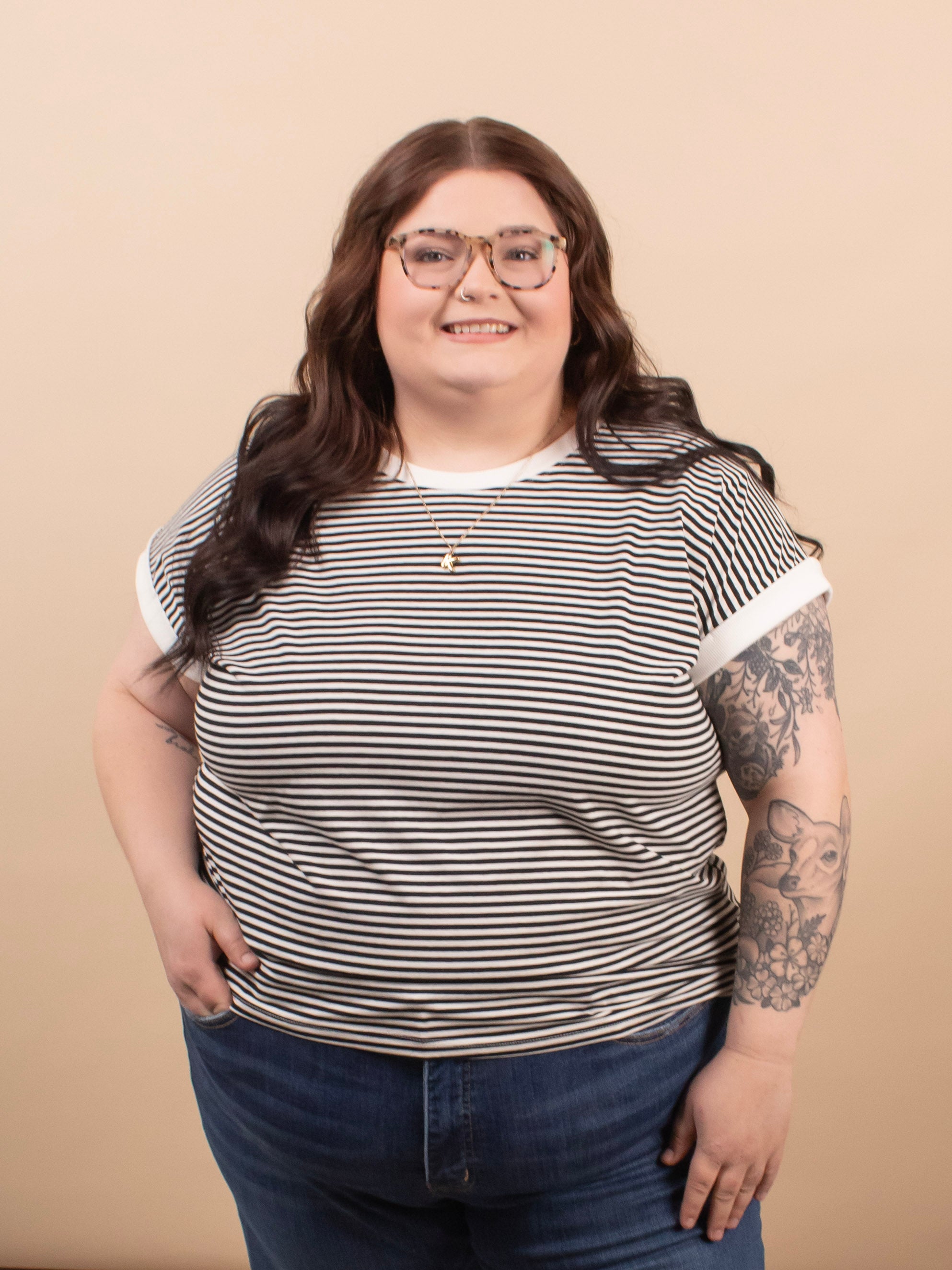 Sloane striped tee black women's boutique t-shirt sizes S-3XL