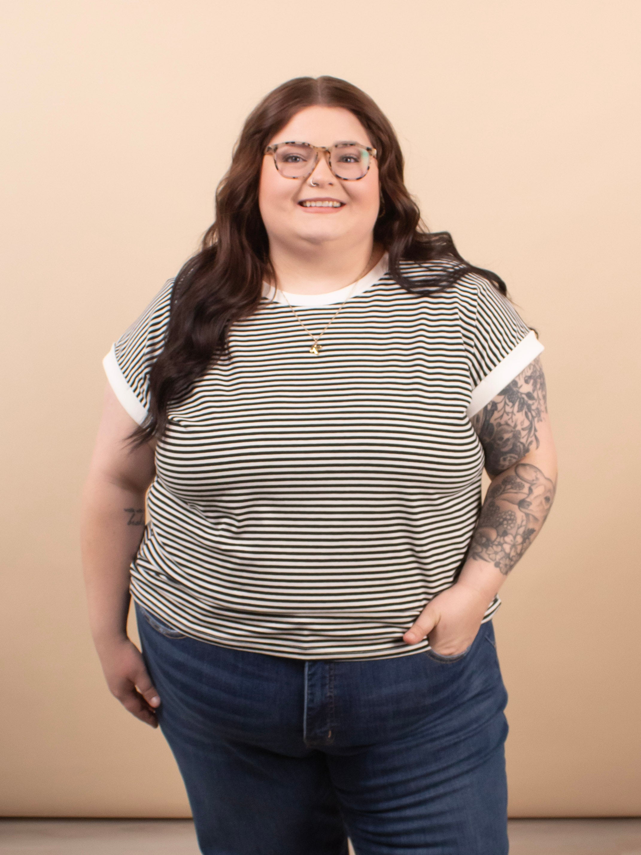 Sloane Striped Tee in Black - K & Company