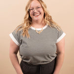 Sloane Striped Tee in Black - K & Company