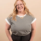 Sloane Striped Tee in Black - K & Company