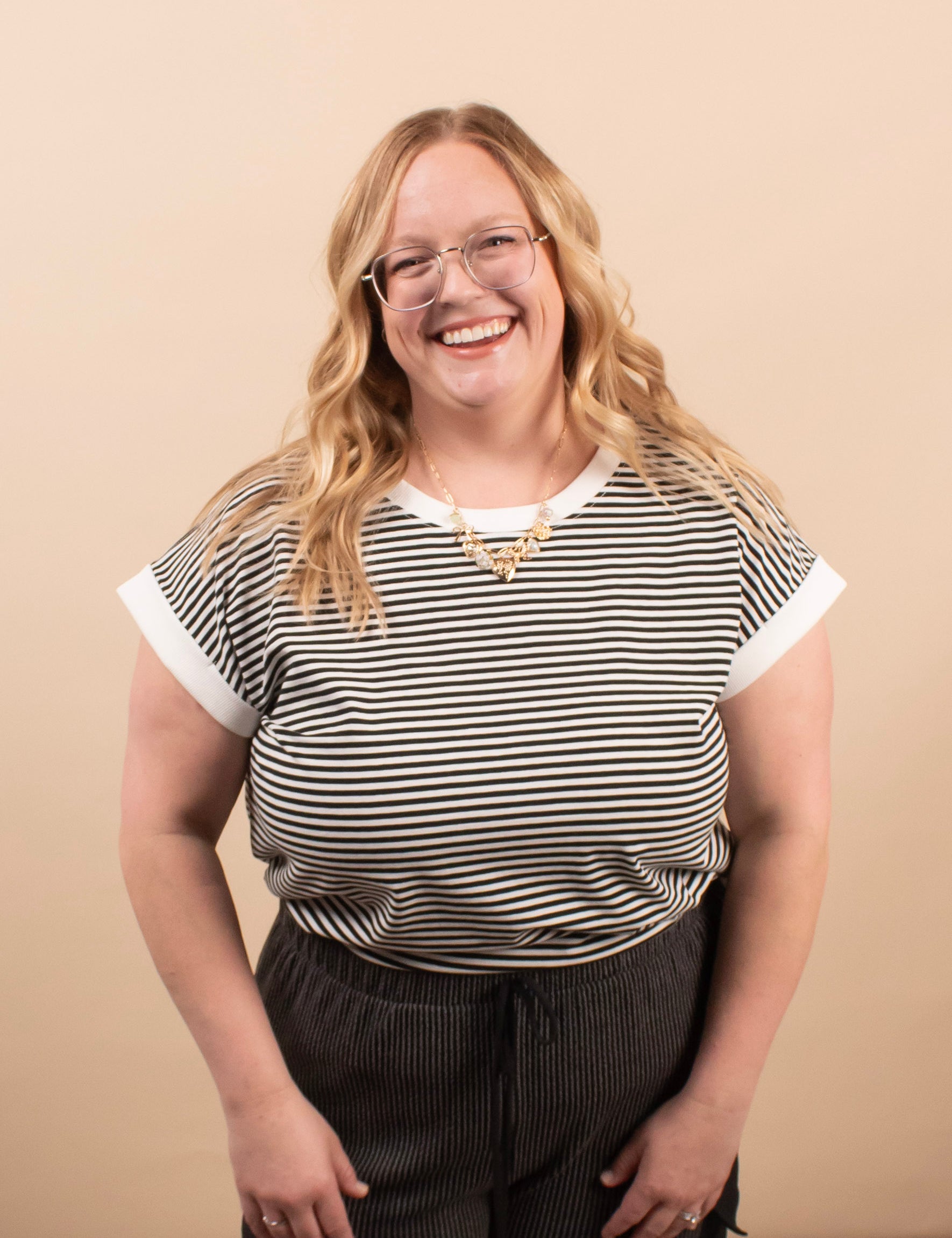 Sloane Striped Tee in Black - K & Company