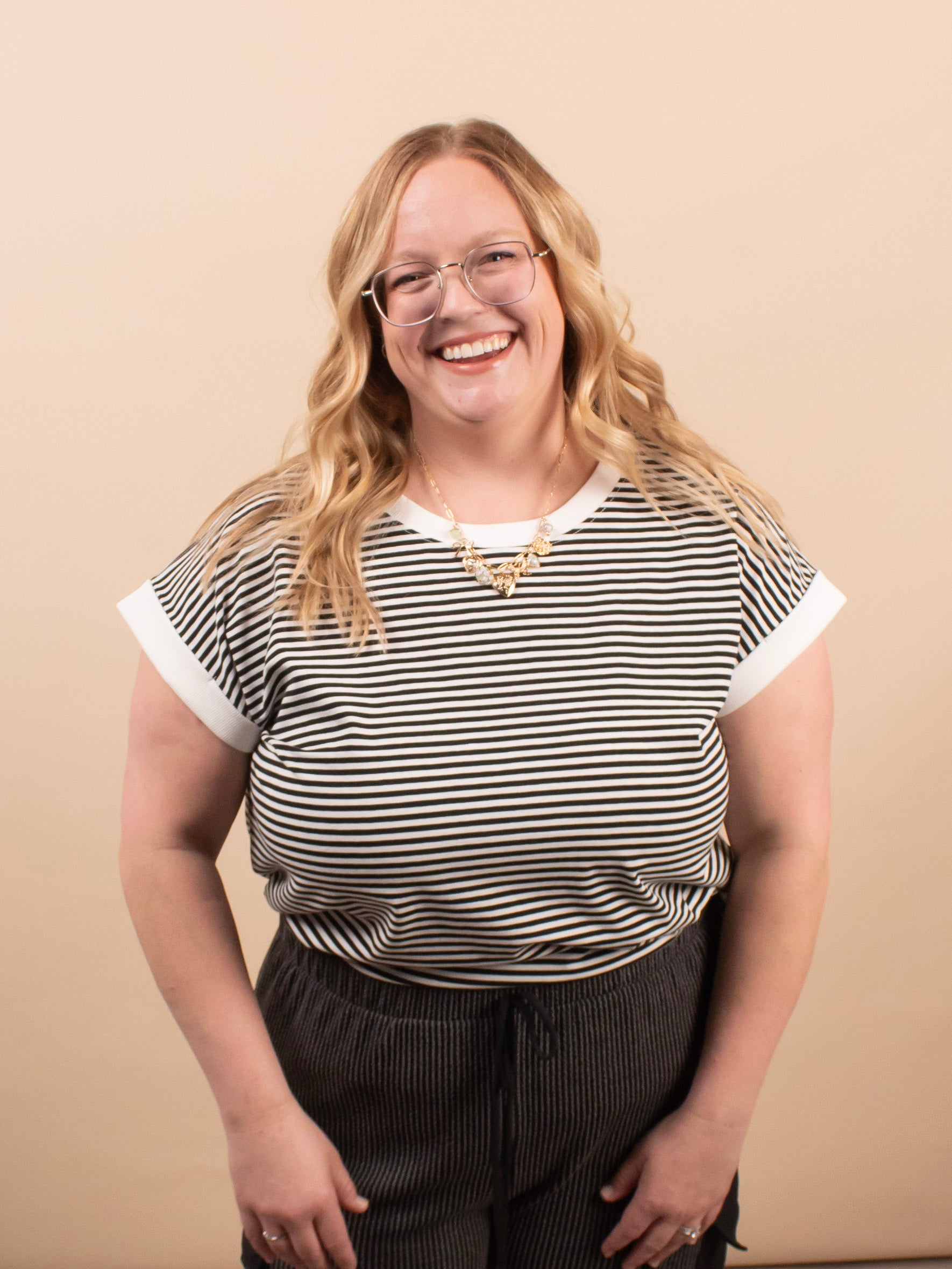 Sloane Striped Tee in Black - K & Company