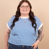 Sloane Striped Tee in Blue - K & Company