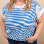 Sloane Striped Tee in Blue - K & Company