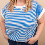 Sloane Striped Tee in Blue - K & Company