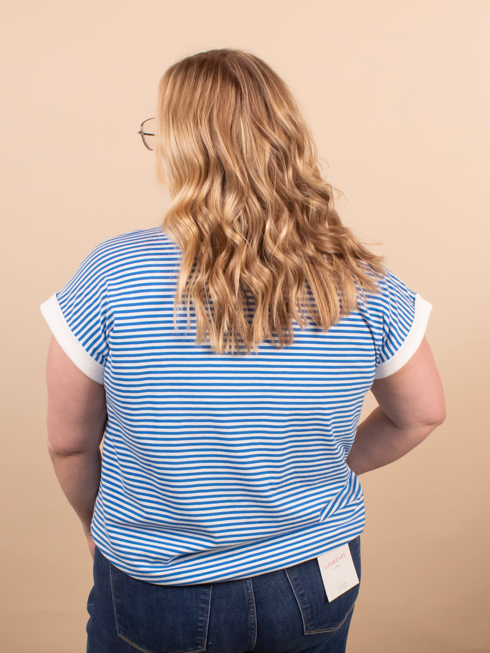 Sloane Striped Tee in Blue - K & Company