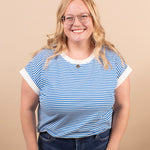 Sloane Striped Tee in Blue - K & Company