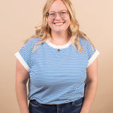 Sloane Striped Tee in Blue - K & Company