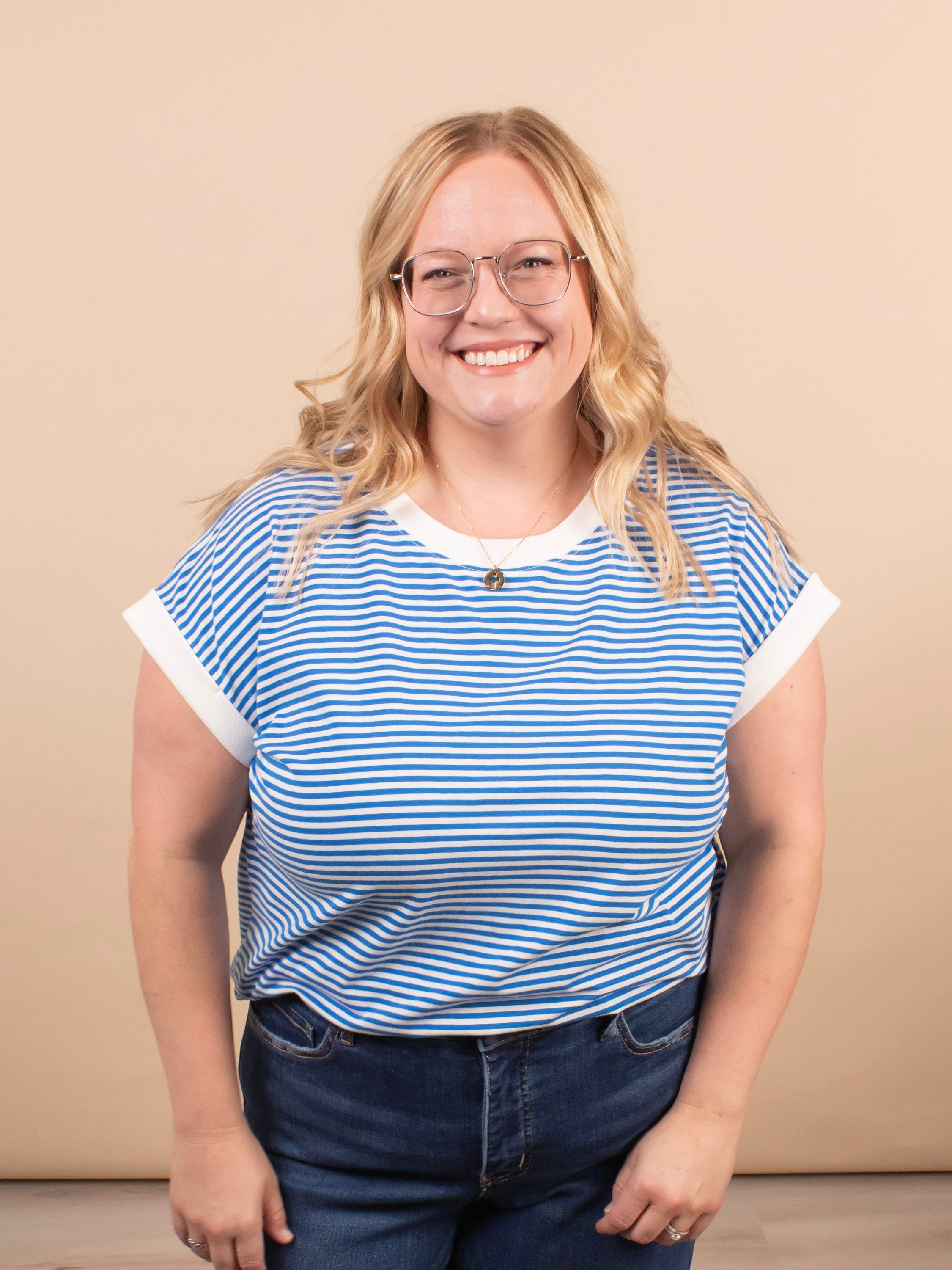 Sloane Striped Tee in Blue - K & Company