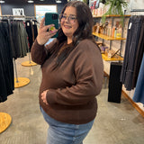 So Soft Front Seam Crew Sweater - Chocolate