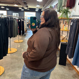 So Soft Front Seam Crew Sweater - Chocolate