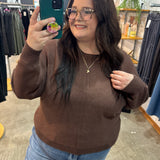 So Soft Front Seam Crew Sweater - Chocolate