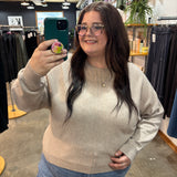 So Soft Front Seam Crew Sweater - Heather Beige