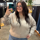 So Soft Front Seam Crew Sweater - Heather Beige