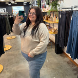 So Soft Front Seam Crew Sweater - Heather Beige