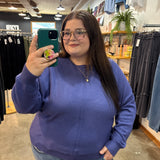 So Soft Front Seam Crew Sweater - Periwinkle Blue
