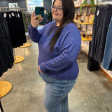 So Soft Front Seam Crew Sweater - Periwinkle Blue