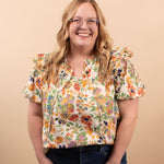 Spring Meadow floral blouse women's boutique top sizes S-3XL