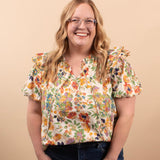 Spring Meadow floral blouse women's boutique top sizes S-3XL