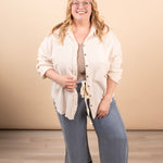 Spring Skies Gauze Button Down in Beige - K & Company
