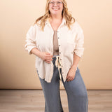Spring Skies Gauze Button Down in Beige - K & Company