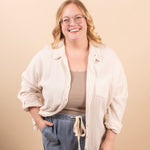 Spring Skies Gauze Button Down in Beige - K & Company