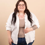 Spring Skies Gauze Button Down in White - K & Company