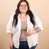Spring Skies Gauze Button Down in White - K & Company