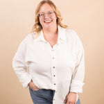 Spring Skies Gauze Button Down in White - K & Company