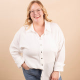 Spring Skies Gauze Button Down in White - K & Company