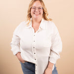 Spring Skies Gauze Button Down in White - K & Company