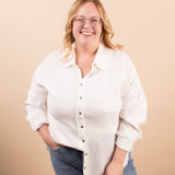Spring Skies Gauze Button Down in White - K & Company