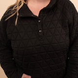 Structured Snap Button Pullover in Black